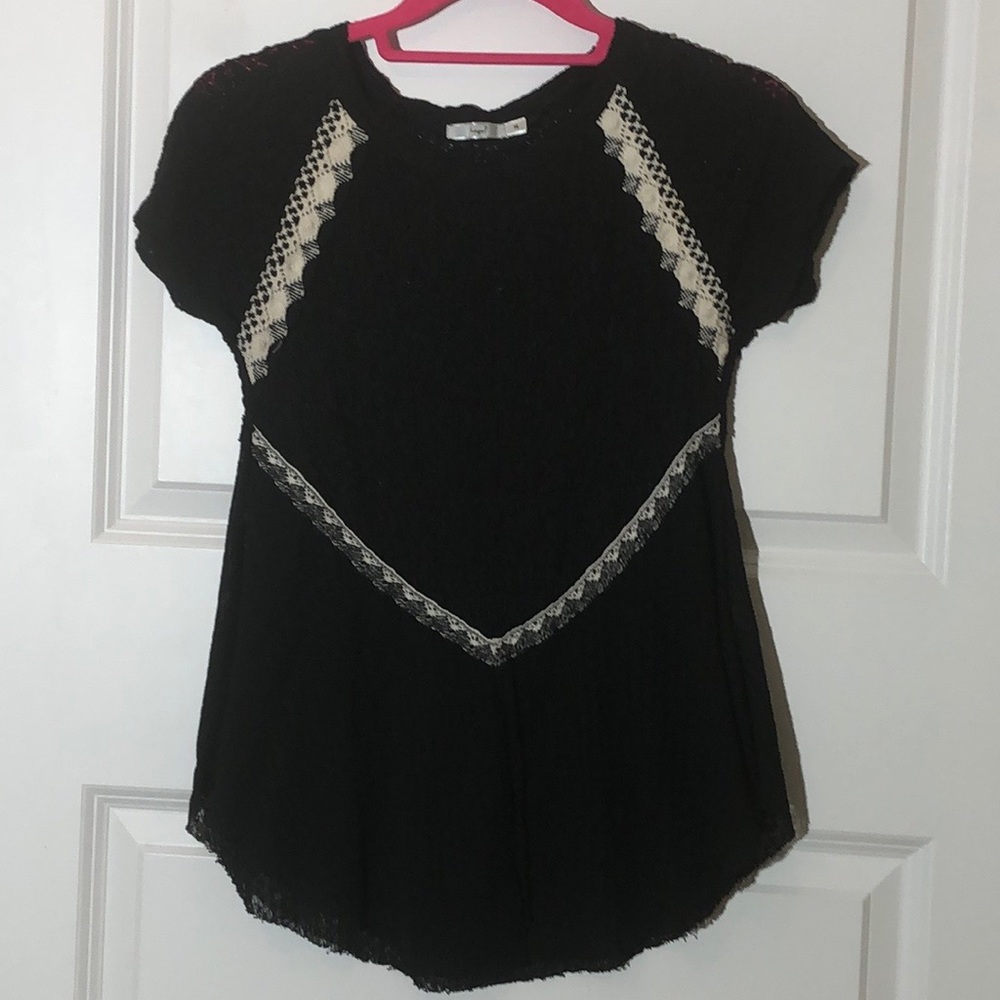 Hazel Black Knit Lace  Top Medium